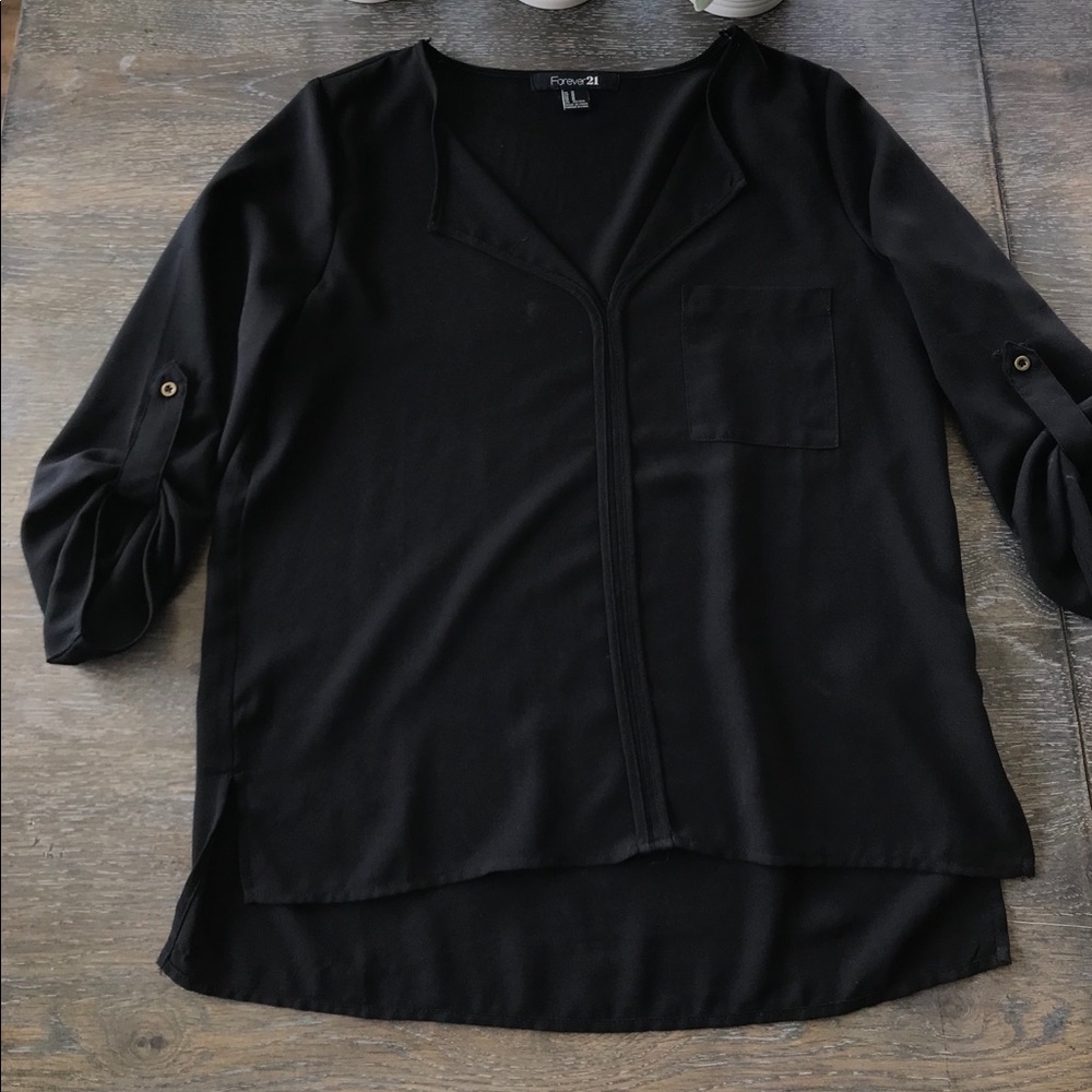 2/$15 Forever 21 Medium black 3/4 sleeve chiffon top